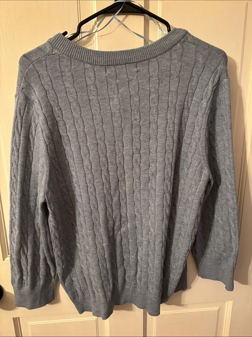 Women's Light Blue Cable Knit Cardigan Sweater